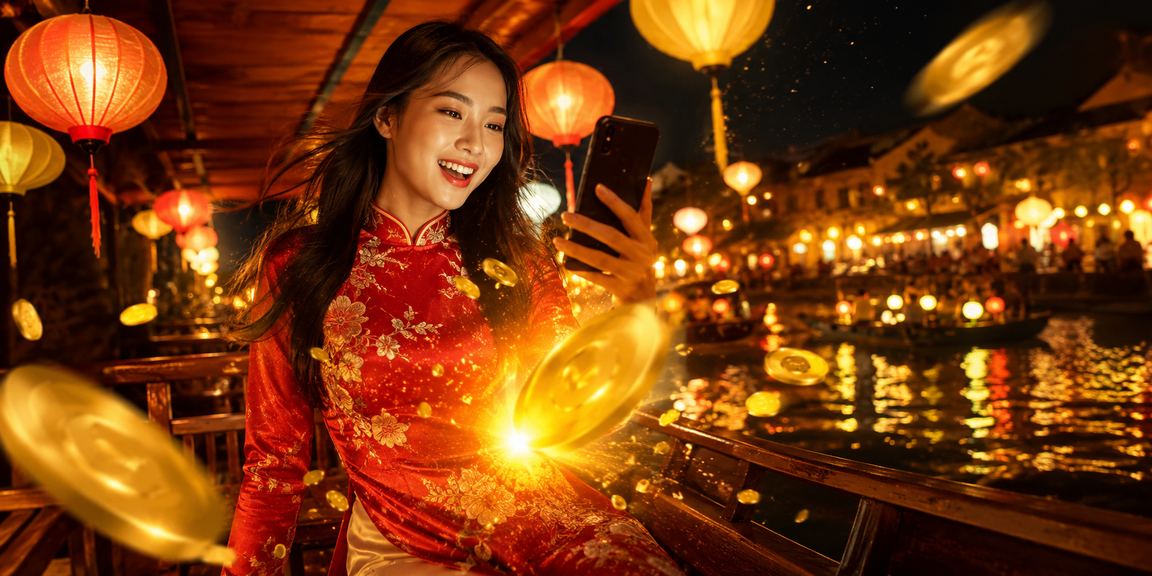 Người dùng Hà Nội chơi casino trực tuyến bên đèn lồng tại phố cổ